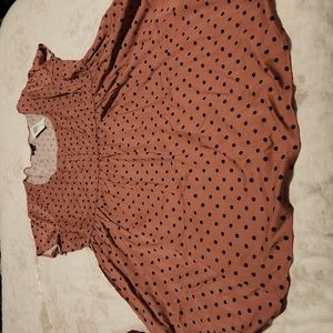 Torrid dusty rose and black dots pleated front dress 3X